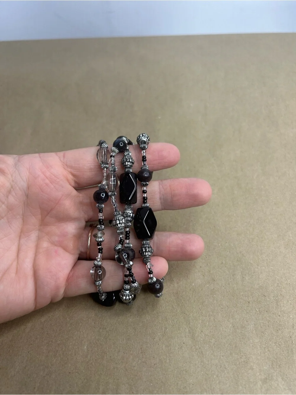 5 for $25🔥Black Beaded Elastic Bracelets Set of 4